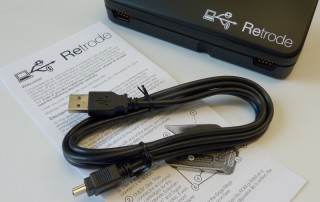 Retrode2 device, miniUSB cord, instruction booklet