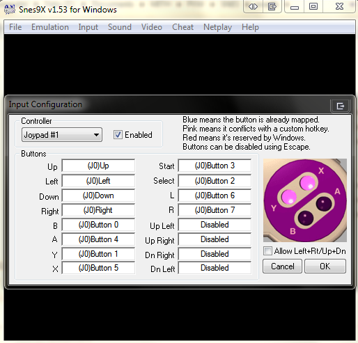 SNES9x's Input Configuration Screen