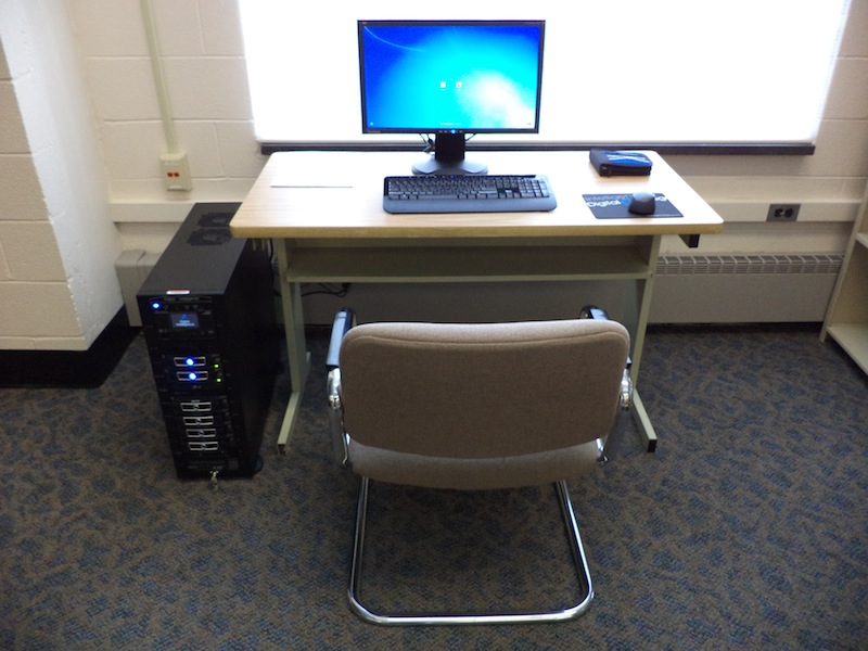 The FRED Workstation (Computer tower, monitor, desk and chair.)